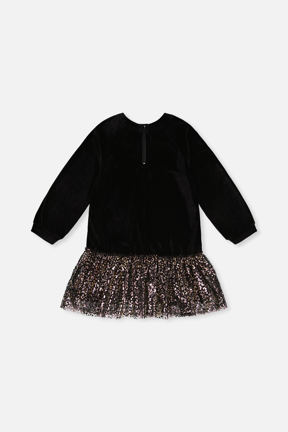 Bi-Material Raglan Sleeves Dress Black And Gold - Image 5