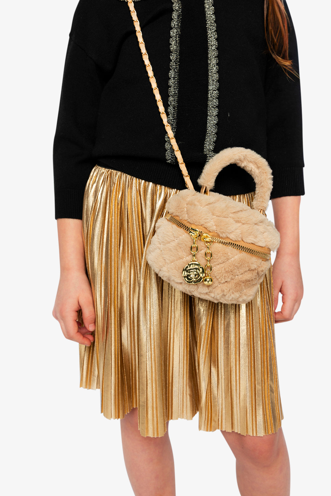 Faux Fur Small Bag Beige - Image 2