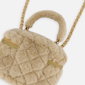 Faux Fur Small Bag Beige - Image 3