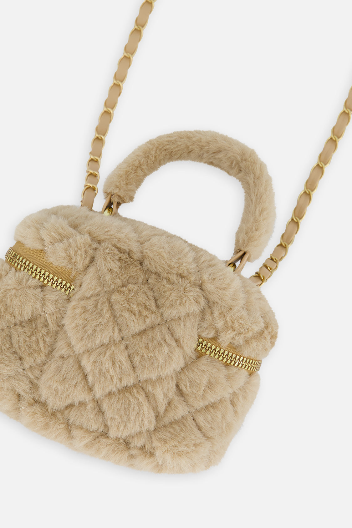 Faux Fur Small Bag Beige - Image 3
