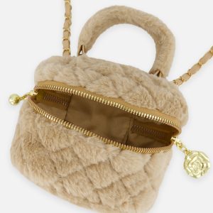 Faux Fur Small Bag Beige - Image 4