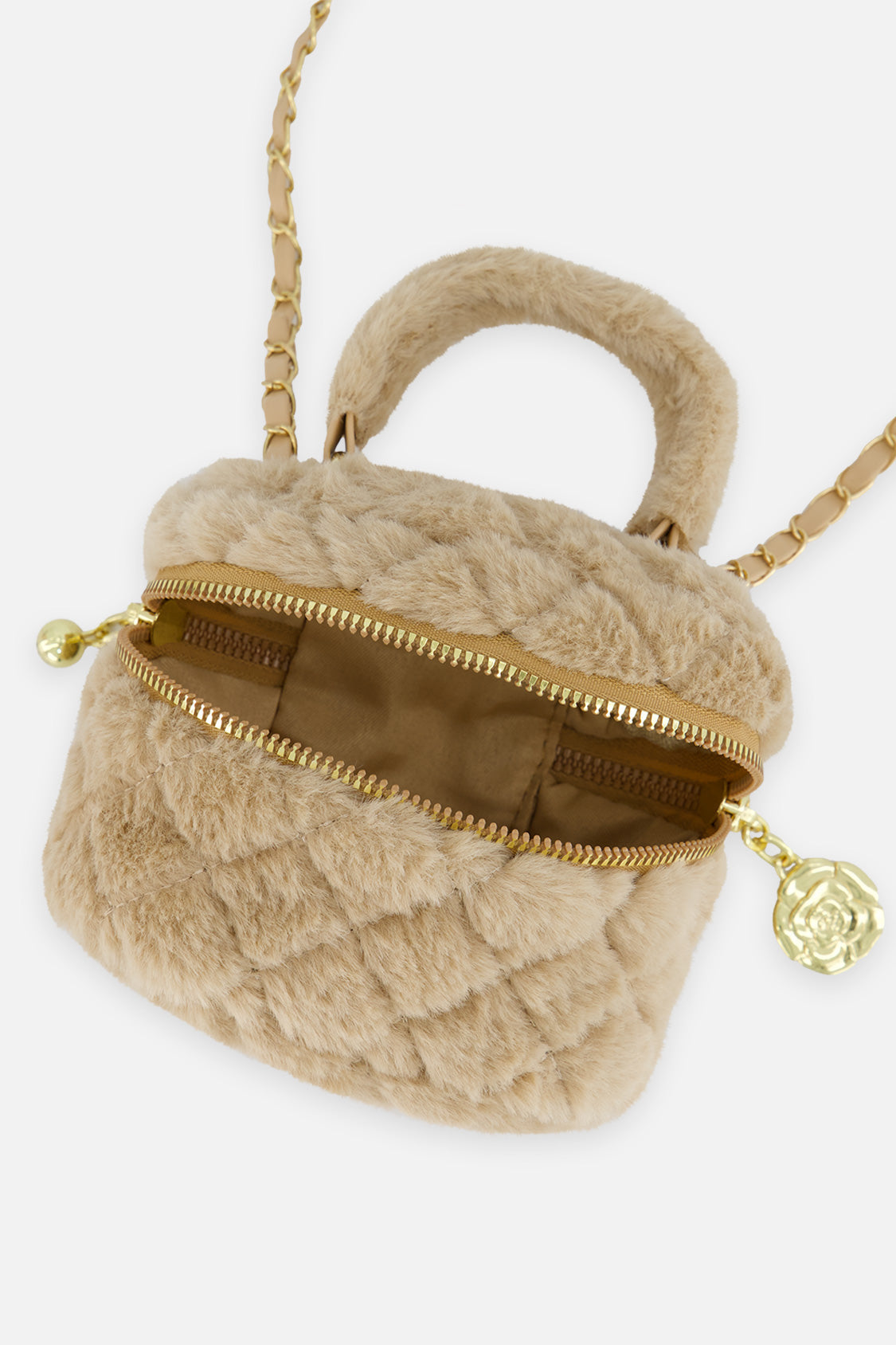 Faux Fur Small Bag Beige - Image 4