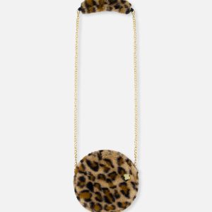 Faux Fur Shoulder Bag Brown Leopard Print