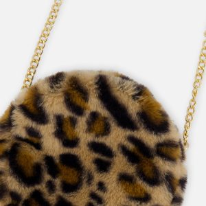 Faux Fur Shoulder Bag Brown Leopard Print - Image 4