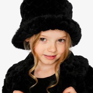 Faux Fur Bucket Hat Black - Image 3