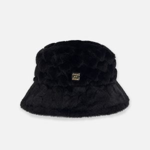 Faux Fur Bucket Hat Black