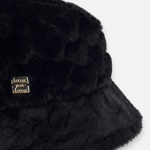 Faux Fur Bucket Hat Black - Image 4