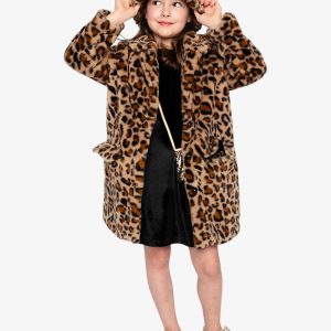 Faux Fur Bucket Hat Brown Leopard Print - Image 4