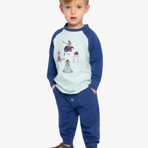 Organic Cotton T-Shirt & Pant Set Very Pale Turquoise - Image 2