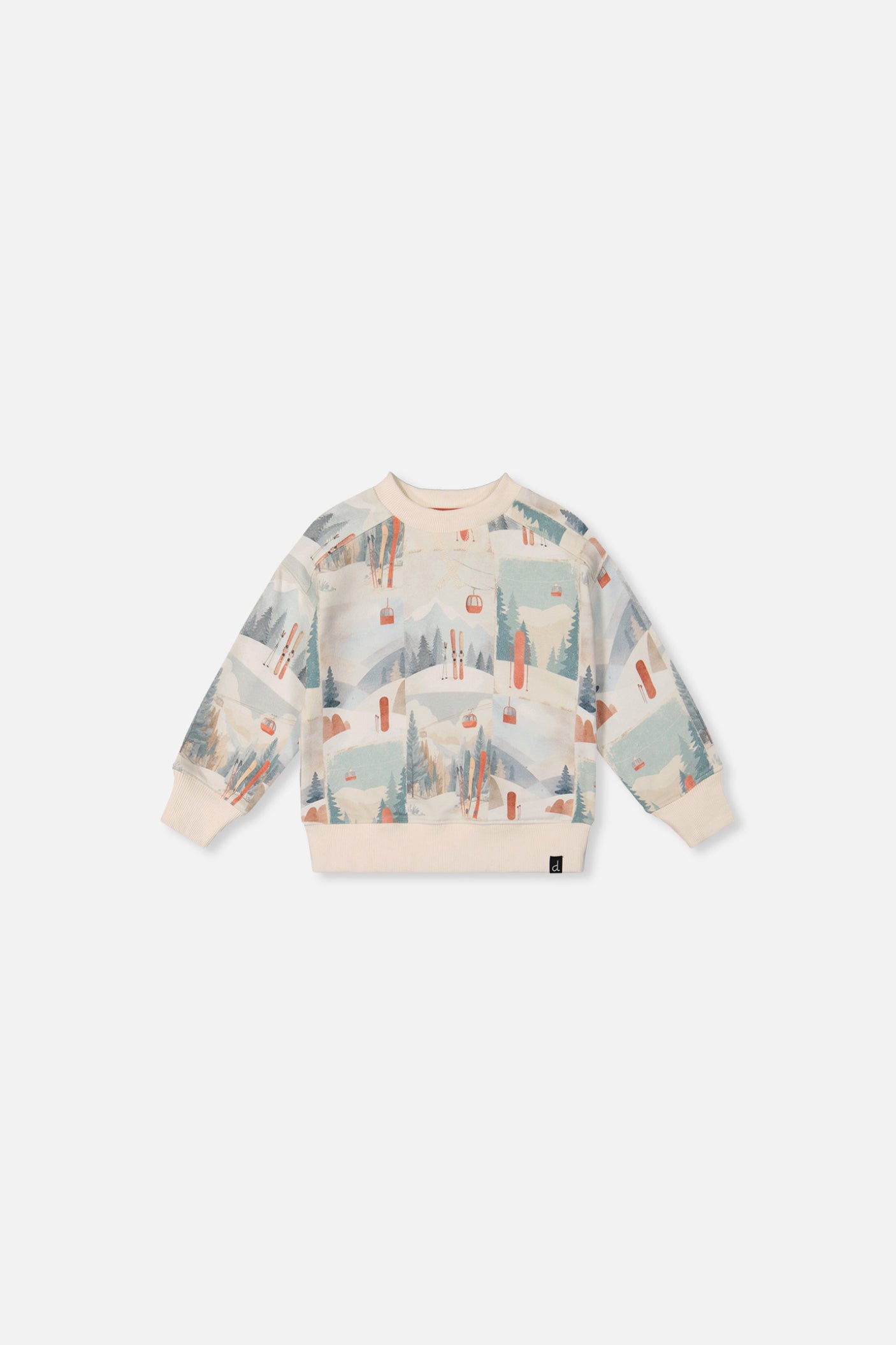 Baby Fleece Sweatshirt Beige Ski Print