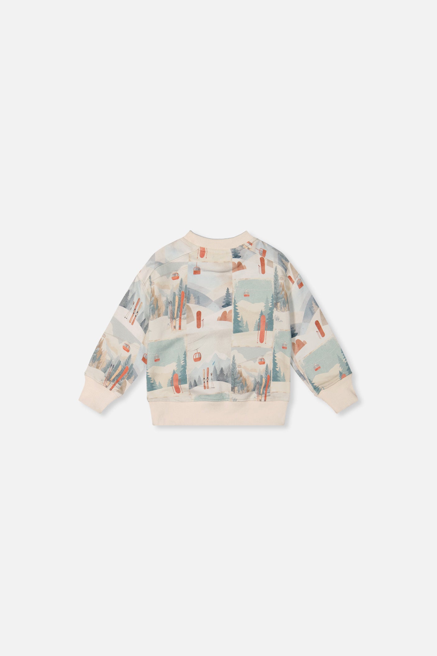 Baby Fleece Sweatshirt Beige Ski Print - Image 2