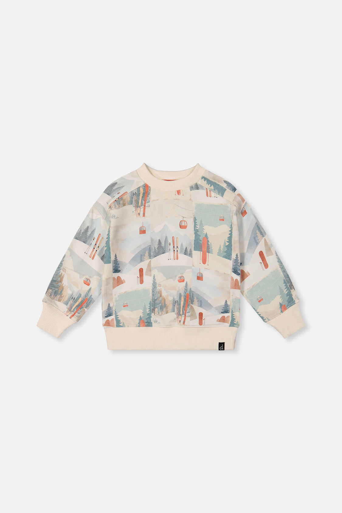 Fleece Sweatshirt Beige Ski Print - Image 6
