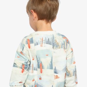 Fleece Sweatshirt Beige Ski Print - Image 5