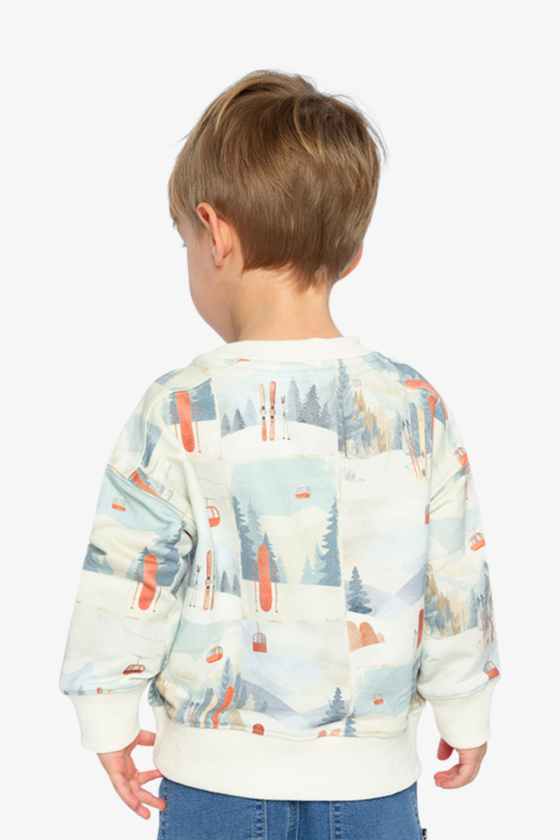 Fleece Sweatshirt Beige Ski Print - Image 5