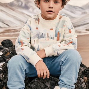 Alternative view of Fleece Sweatshirt Beige Ski Print