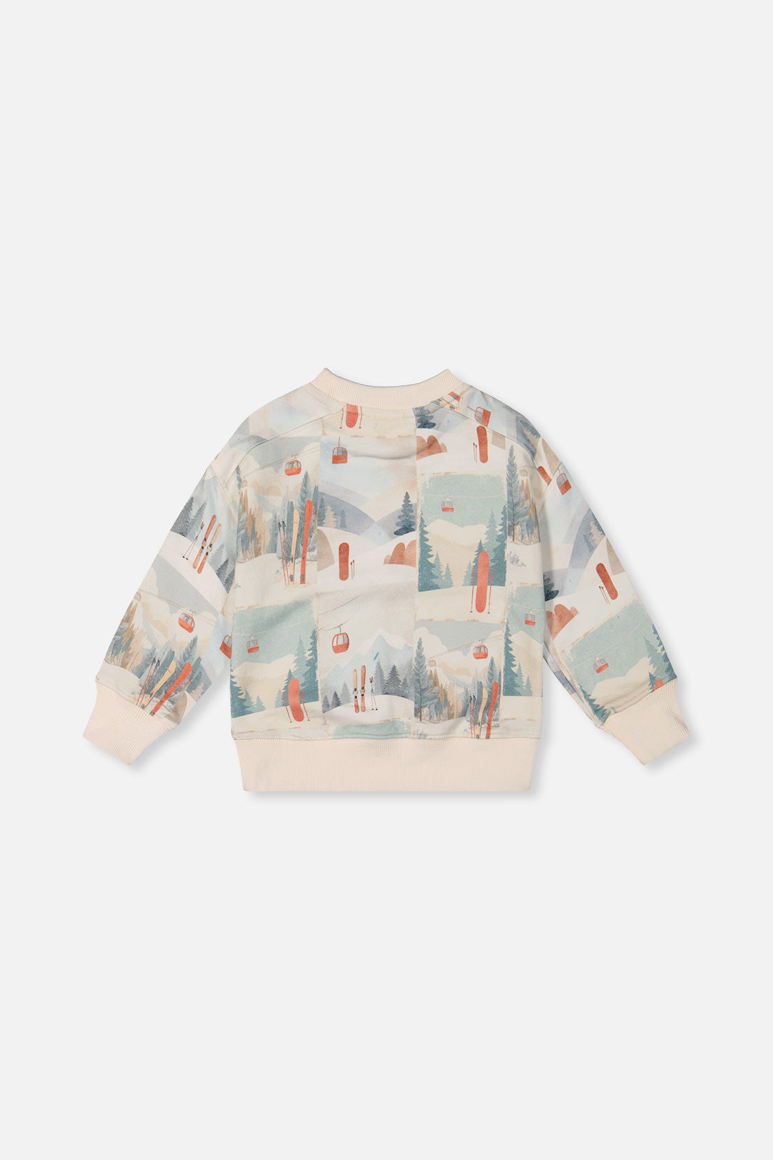 Fleece Sweatshirt Beige Ski Print - Image 4