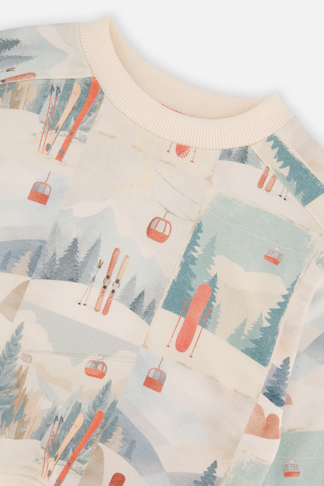 Baby Fleece Sweatshirt Beige Ski Print - Image 3