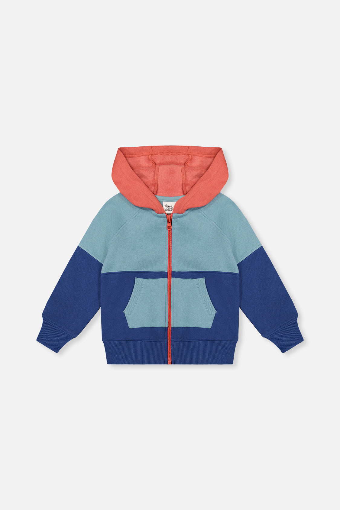 Full Zip Hooded Fleece Jacket Blue, Turquoise And Orange - Image 12
