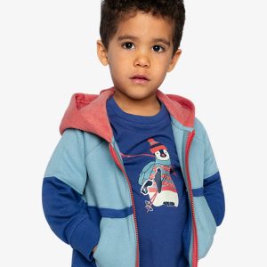 Full Zip Hooded Fleece Jacket Blue, Turquoise And Orange - Image 3