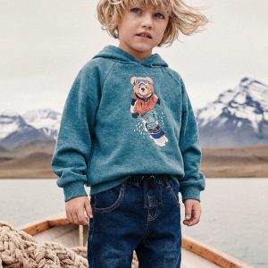 Hoodie With Screenprint Pale Turquoise - Image 2