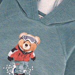 Baby Hoodie With Screenprint Pale Turquoise - Image 3