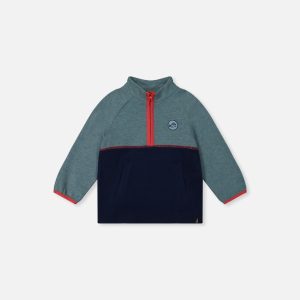 Baby Zip Mock Neck Top Pale Turquoise