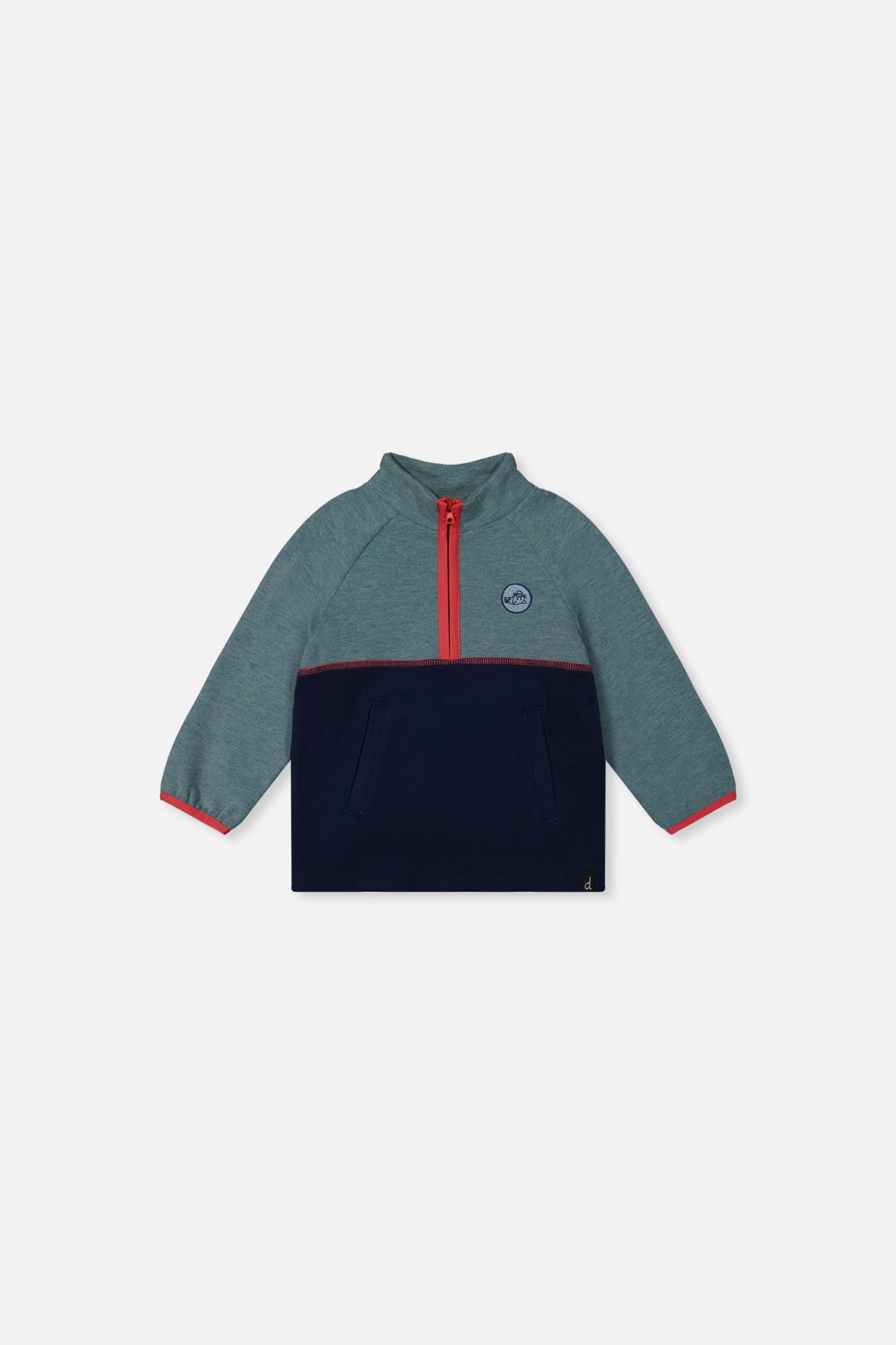 Baby Zip Mock Neck Top Pale Turquoise