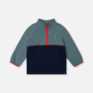 Zip Mock Neck Top Pale Turquoise