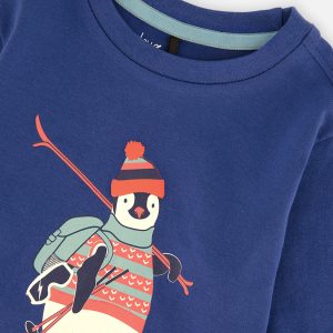 Baby Long Sleeve Organic Cotton T-Shirt Blue - Image 3