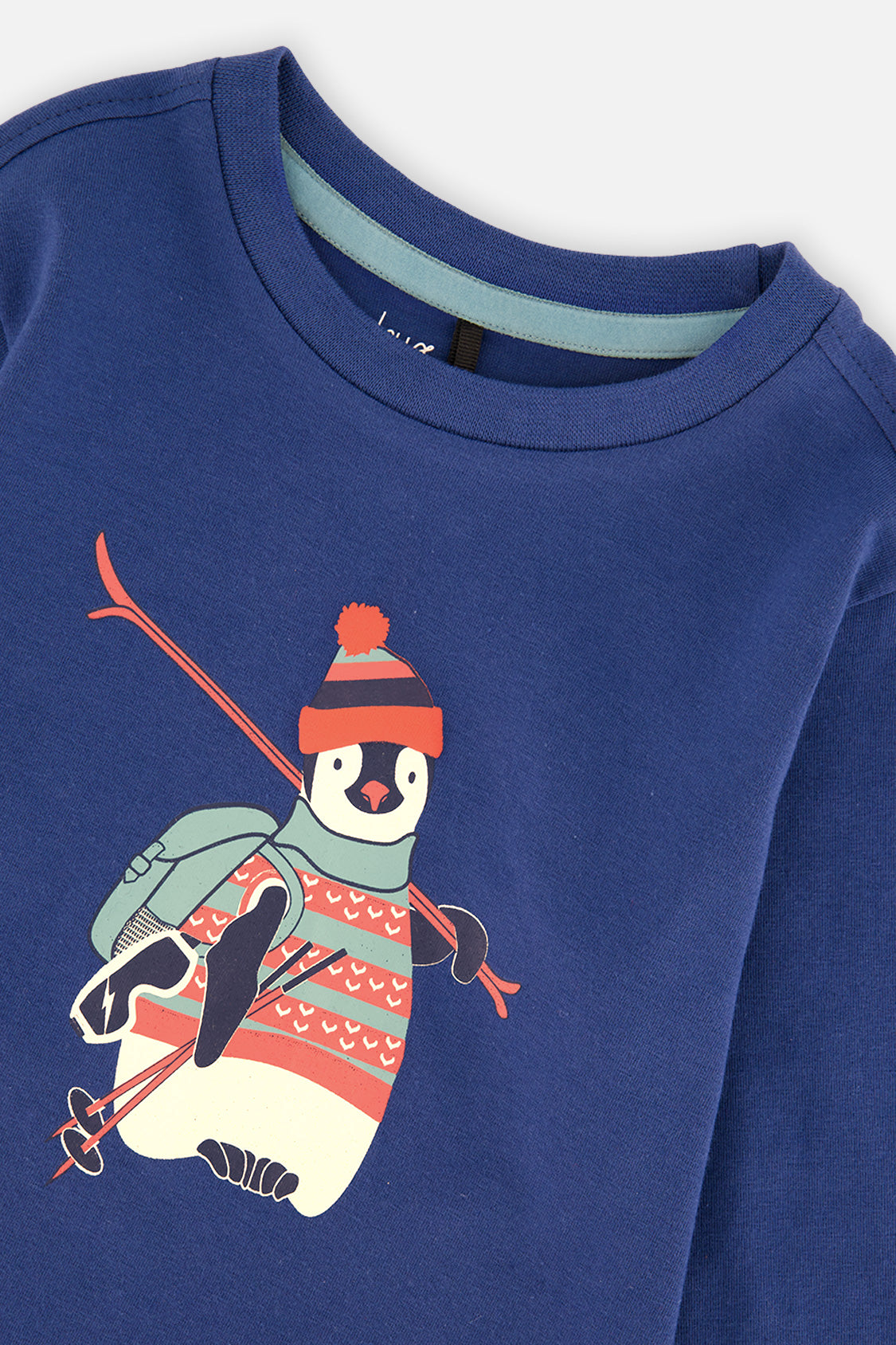 Baby Long Sleeve Organic Cotton T-Shirt Blue - Image 3