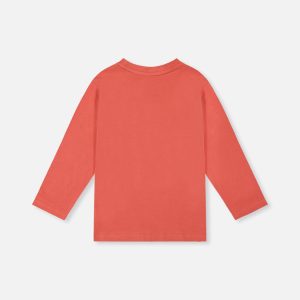 Long Sleeve Organic Cotton T-Shirt Rose Orange - Image 4