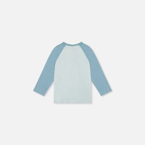 Alternative view of Baby Long Sleeve Raglan Organic Cotton T-Shirt Very Pale Turquoise