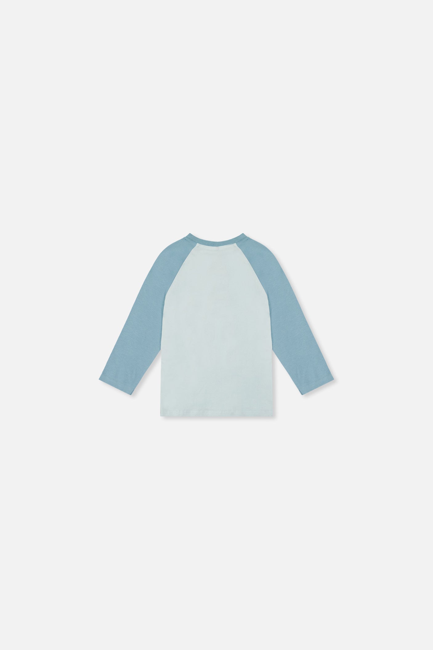 Baby Long Sleeve Raglan Organic Cotton T-Shirt Very Pale Turquoise - Image 2
