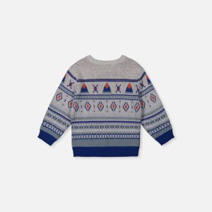 Alternative view of Baby Jacquard Knit Sweater Blue And Beige