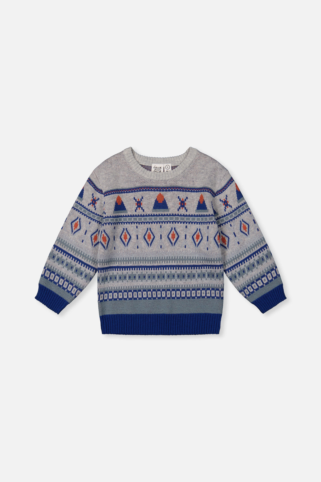 Jacquard Knit Sweater Blue And Beige - Image 7
