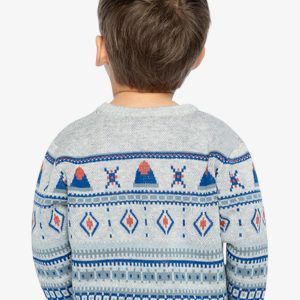 Jacquard Knit Sweater Blue And Beige - Image 5