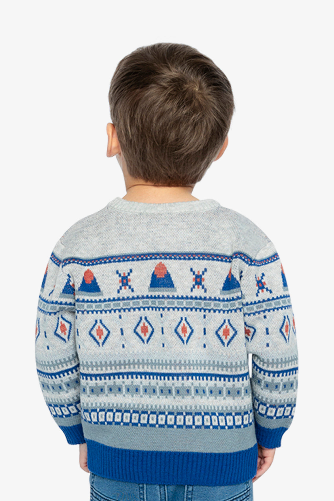 Jacquard Knit Sweater Blue And Beige - Image 5