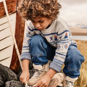 Alternative view of Jacquard Knit Sweater Blue And Beige