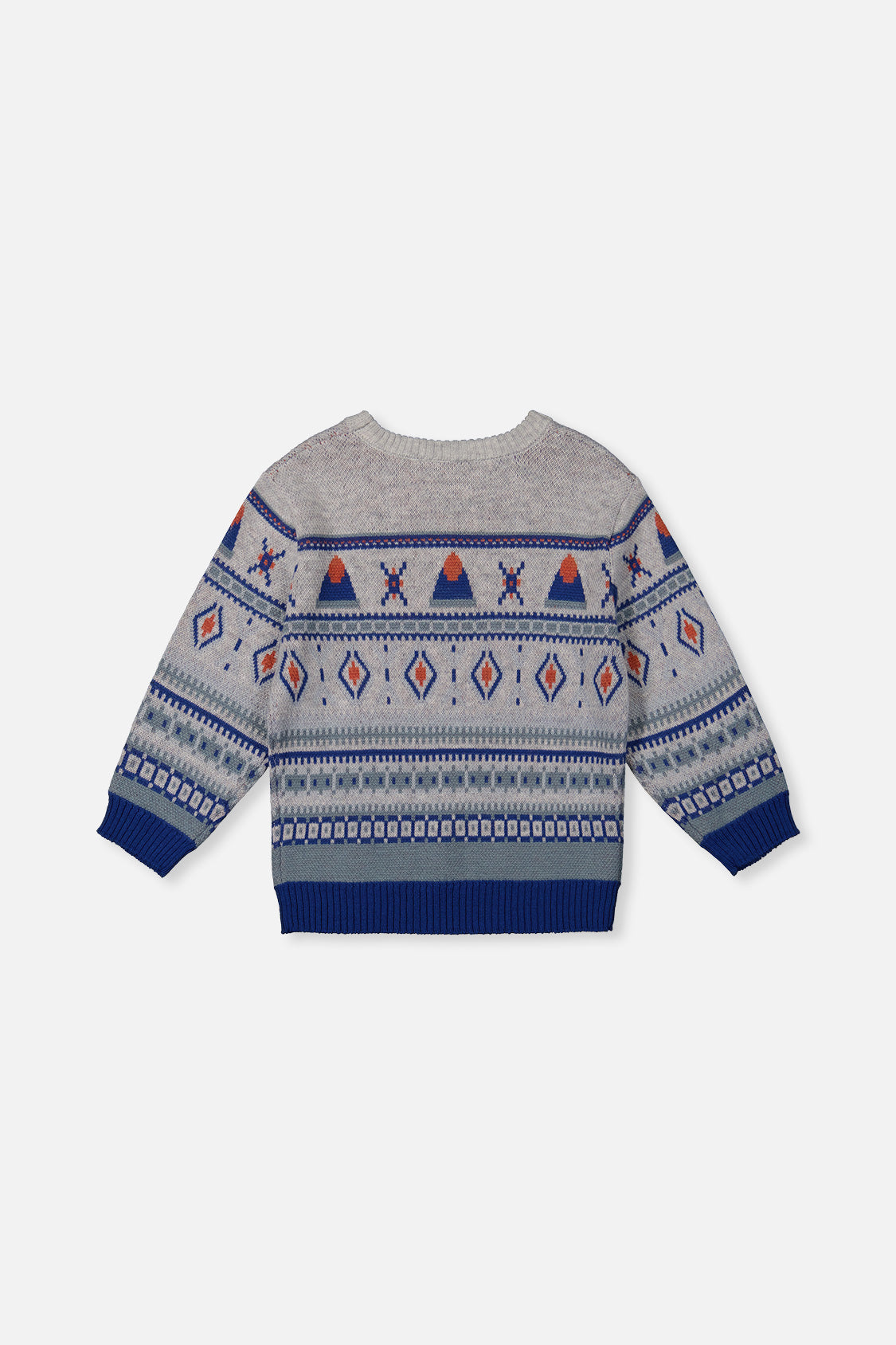 Jacquard Knit Sweater Blue And Beige - Image 4