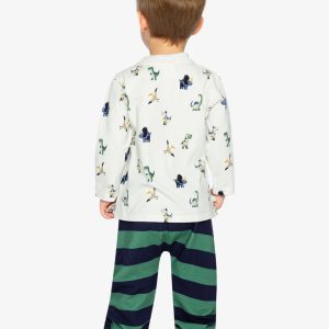 Cotton T-Shirt & Fleece Pant Set Beige Dinosaur Print - Image 4