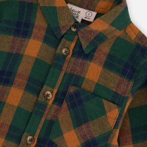 Baby Plaid Shirt Orange, Blue And Green - Image 3