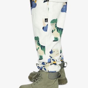 Fleece Sweatpants Beige Dinosaur Print - Image 4