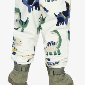 Fleece Sweatpants Beige Dinosaur Print - Image 5