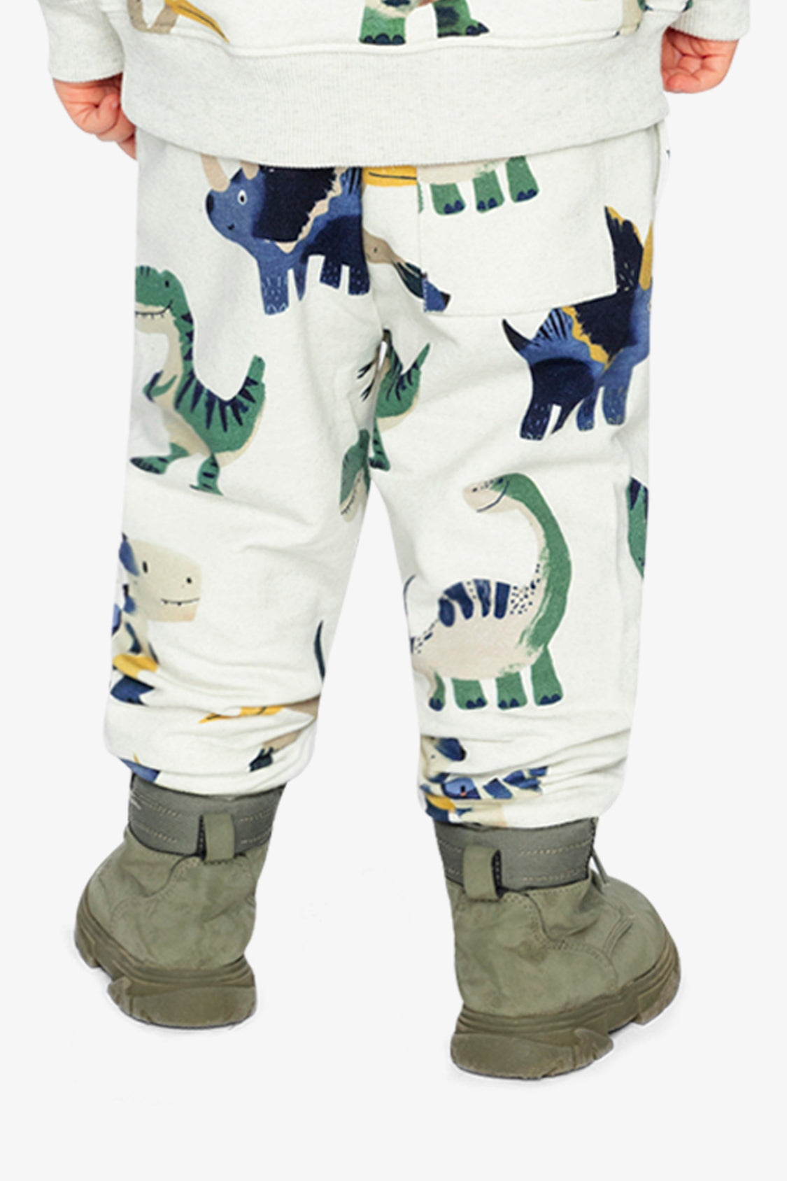 Fleece Sweatpants Beige Dinosaur Print - Image 5