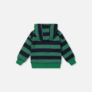 Alternative view of Baby Fleece Hoodie With Appliqué Blue Striped Green