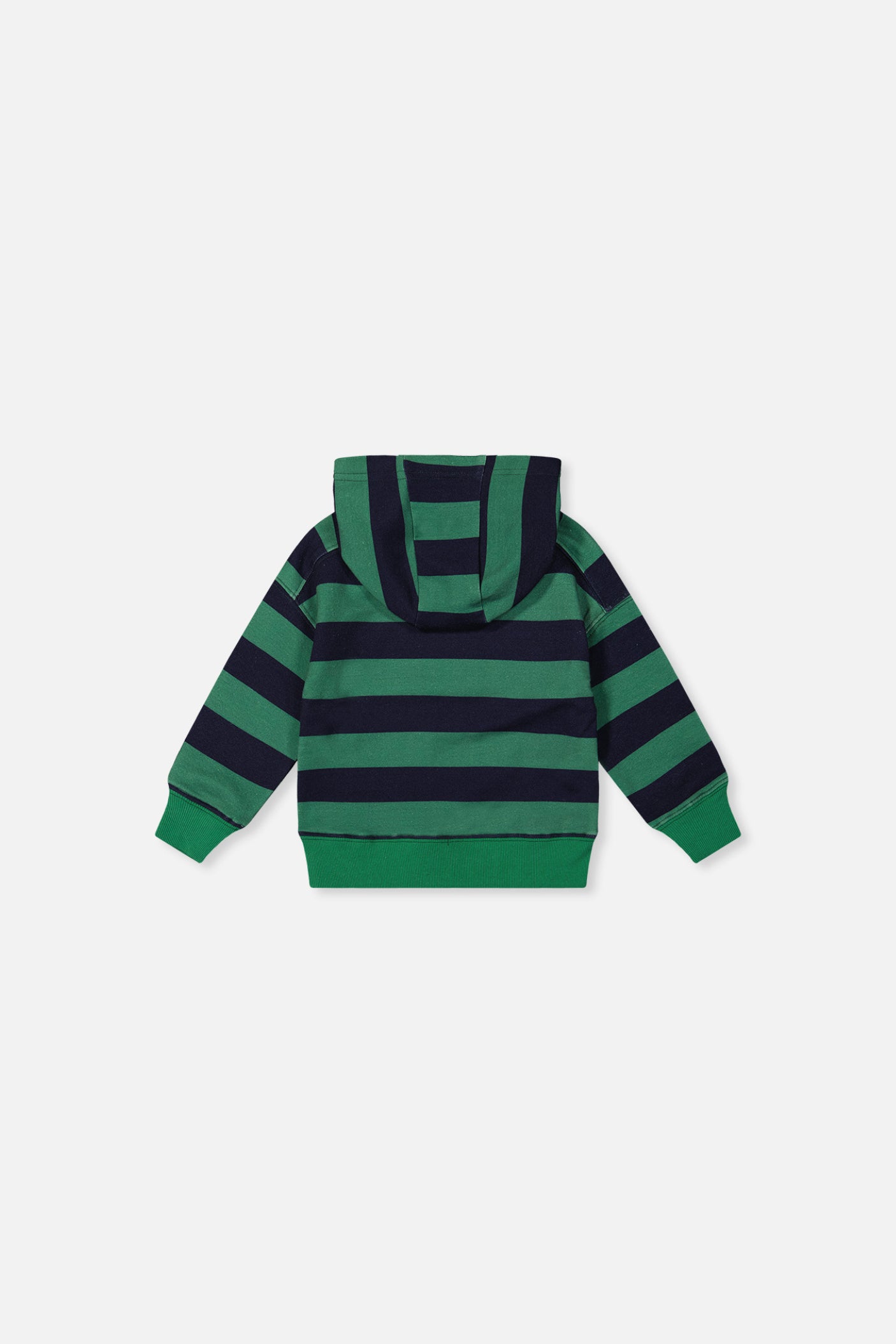Baby Fleece Hoodie With Appliqué Blue Striped Green - Image 2