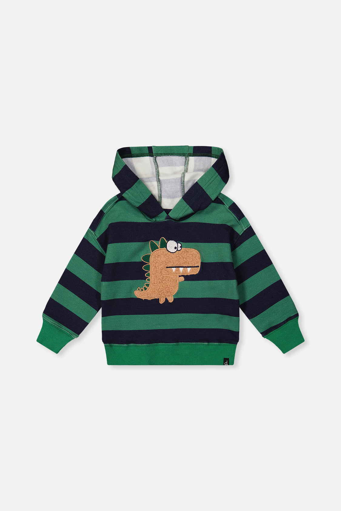Fleece Hoodie With Applique Blue Striped Green - Image 9