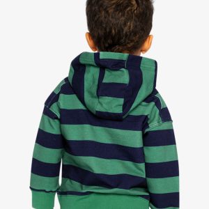 Fleece Hoodie With Applique Blue Striped Green - Image 4