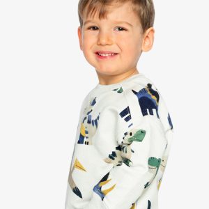 Fleece Sweatshirt Beige Dinosaur Print - Image 4