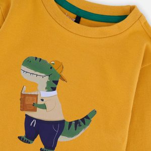 Baby Long Sleeve Organic Cotton T-Shirt Mustard Yellow - Image 3